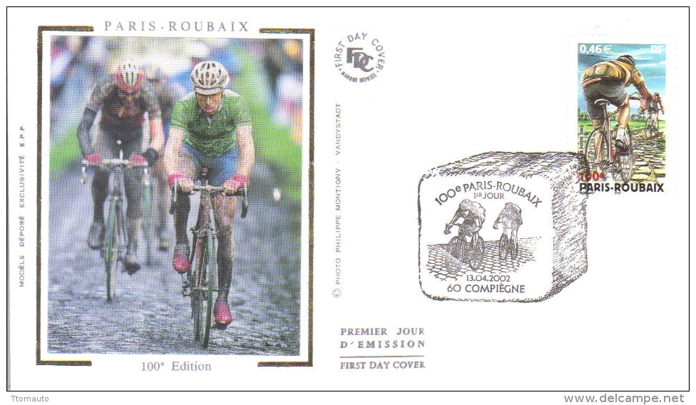 100e Paris-Roubaix  -  60 Compiègne  -  Enveloppe 1er Jour - FDC - Cyclisme