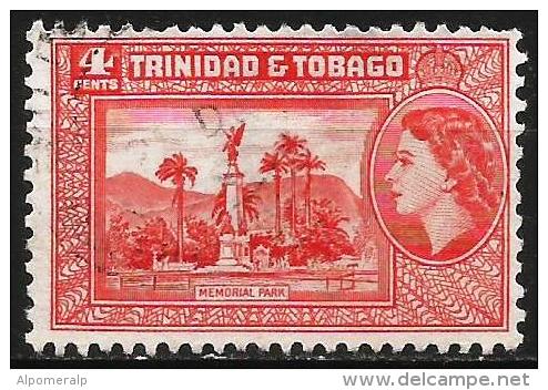 Trinidad & Tobago 1953 Mi 158 Memorial Park, Port Of Spain And Q Elizabeth II | Palm Tree, Royalties, Statue - Trinité & Tobago (...-1961)