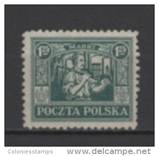 (4122) POLAND (UPPER SILESIA), 1922 (Miner, 1.25M., Dark Green). Mi # 8. MLH* Stamp - Schlesien