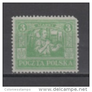 (4124) POLAND (UPPER SILESIA), 1922 (Miner, 3M., Emerald). Mi # 10. Mint Hinged* Stamp - Schlesien