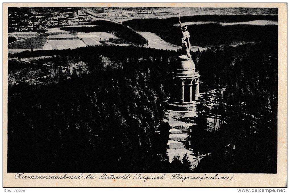 AK Hermannsdenkmal Bei Detmold -Orig. Fliegeraufnahme -Karte Gel. 1939 - Detmold