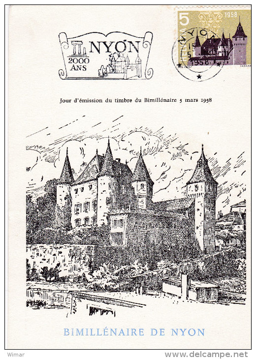 FDC 1958 Bimillénaire De Nyon - Briefe U. Dokumente