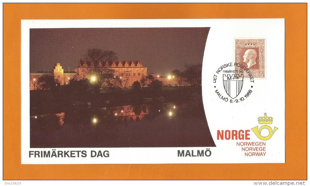 Norwegen  1988 ,  Frimärkets Dag Malmö - Maximum Card  (19 X 10,5 Cm - Porto 1,50€ ) - 8.-9.10.1988 - Cartes-maximum (CM)