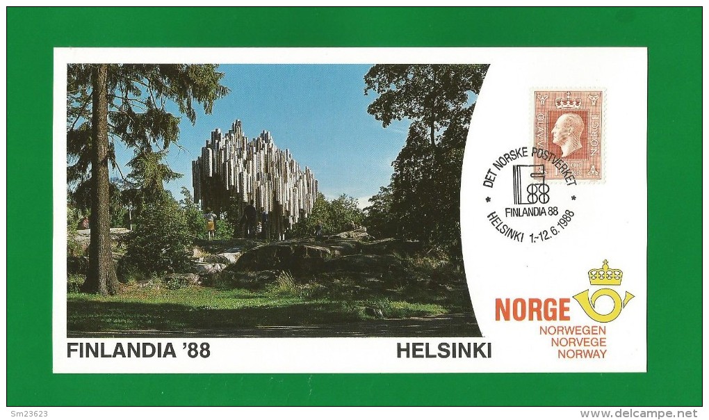 Norwegen  1988 ,  Finlandia '88 Helsinki - Maximum Card  (19 X 10,5 Cm - Porto 1,50€ ) - 1.-12.6.1988 - Maximumkarten (MC)