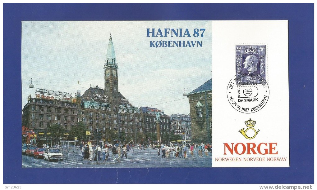 Norwegen  1987 ,  Hafnia 87 Köbenhavn - Maximum Card  (19 X 10,5 Cm - Porto 1,50€ ) - 16.-25.10.1987 - Cartes-maximum (CM)