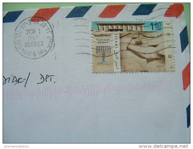 Israel 2000 Cover To England - Knesseth 50 Anniv. - Brieven En Documenten