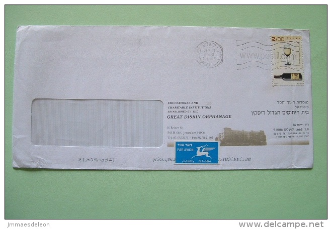 Israel 2003 Cover With Wine Stamp - Deer Air Mail Label - Brieven En Documenten