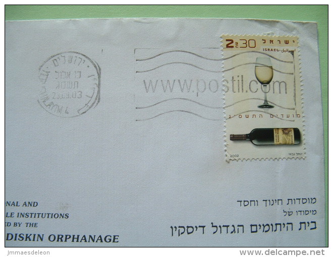 Israel 2003 Cover With Wine Stamp - Deer Air Mail Label - Brieven En Documenten