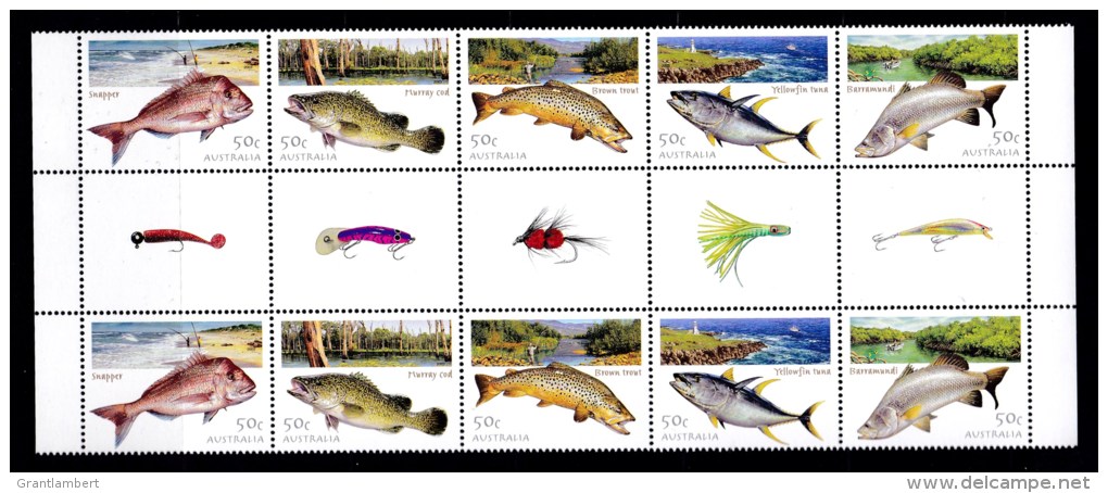 Australia 2003 Fishing Gutter Block Of 10 MNH - Mint Stamps