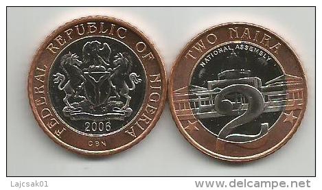 Nigeria 2 Naira 2006. UNC Bimetal Bimetallic KM#19 - Nigeria