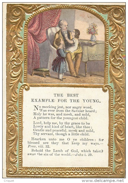 Superbe Et Rare Image Pieuse Dorée Et Gaufrée, Janvier 1866, The Best Example For The Young - Images Religieuses