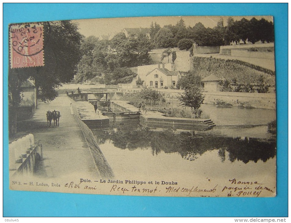 Cpa DOLE - Péniche Dans L'Ecluse - Chevaux De Halage - ANIMEE - Carte "précurseur" 1904 - Hausboote