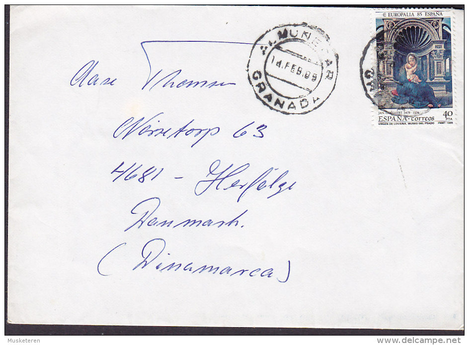 Spain ALMUNECAR Granada 1989 Cover Letra HERFØLGE Denmark Jan Gossaert Madonna W. Child Stamp - Briefe U. Dokumente