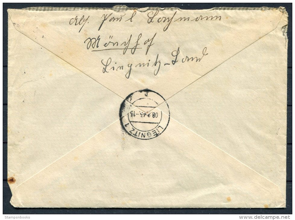 Landpost Stempel Brief 1943 Monchshof Uber Liegnitz Registered Einschreiben Silesia - Briefe U. Dokumente