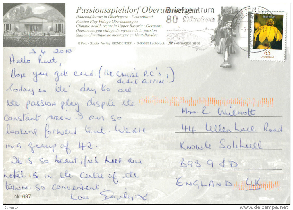 #2, Oberammergau, Germany Postcard Posted 2010 Stamp - Oberammergau