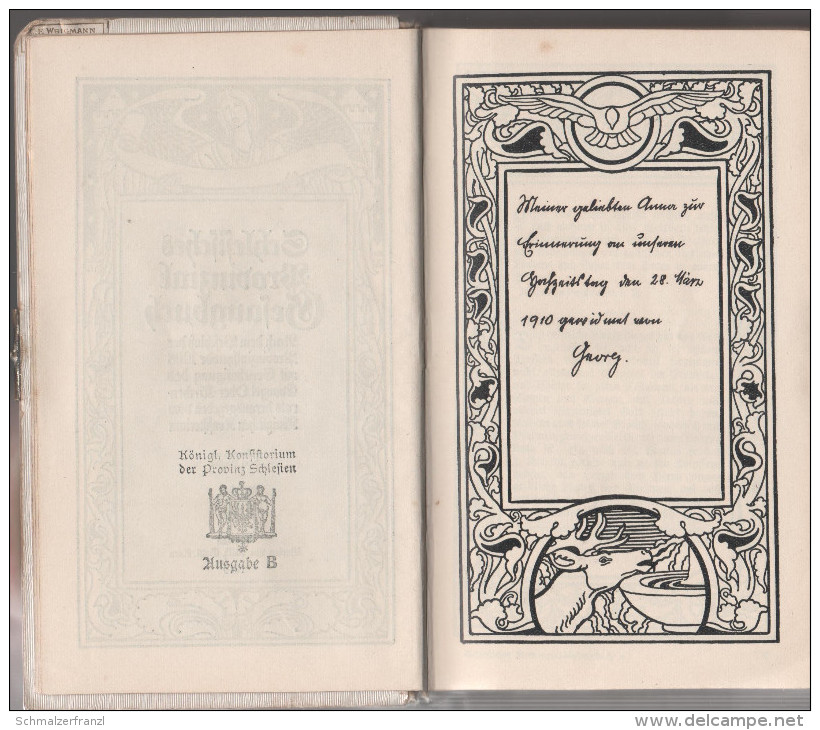 Buch Schlesisches Gesangbuch Schlesien Breslau Wroclaw Schweidnitz Swidnica Book Silesia Religion Georg Anna Lerch 1910