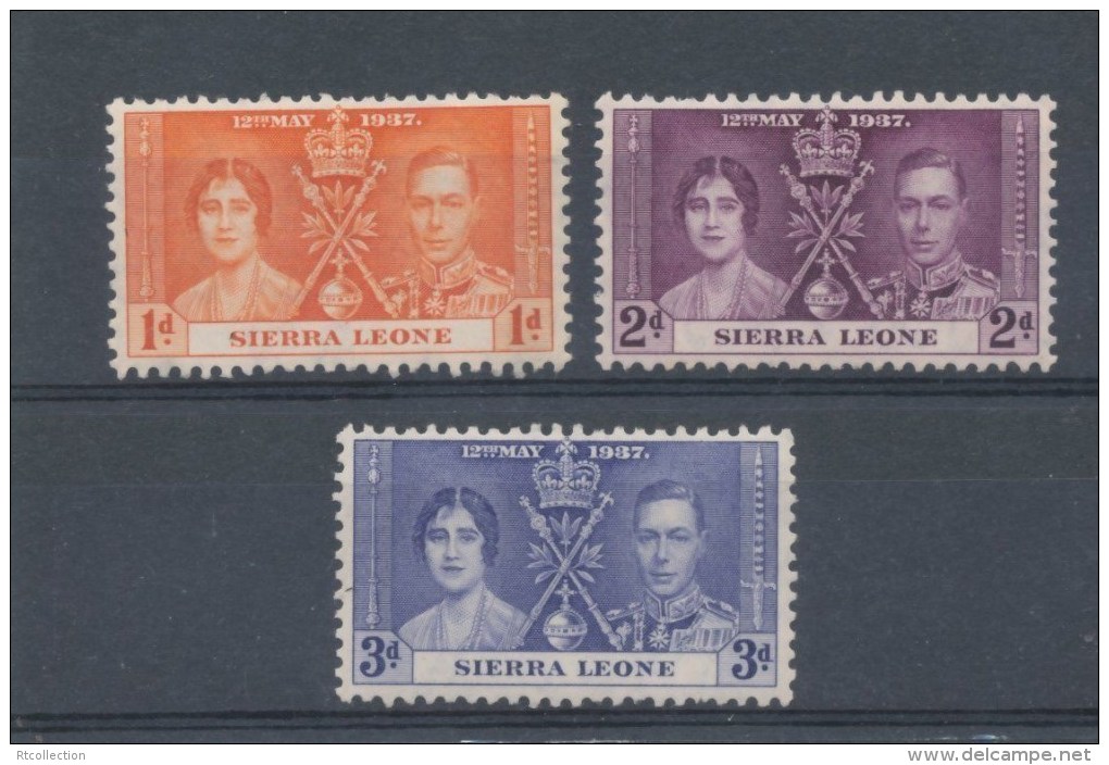 Sierra Leone 1937 Commonwealth GB Coronation Queen Royals Royalty Royalties Famous People Stamps MNH SG 185-7 Sc 170-172 - Royalties, Royals