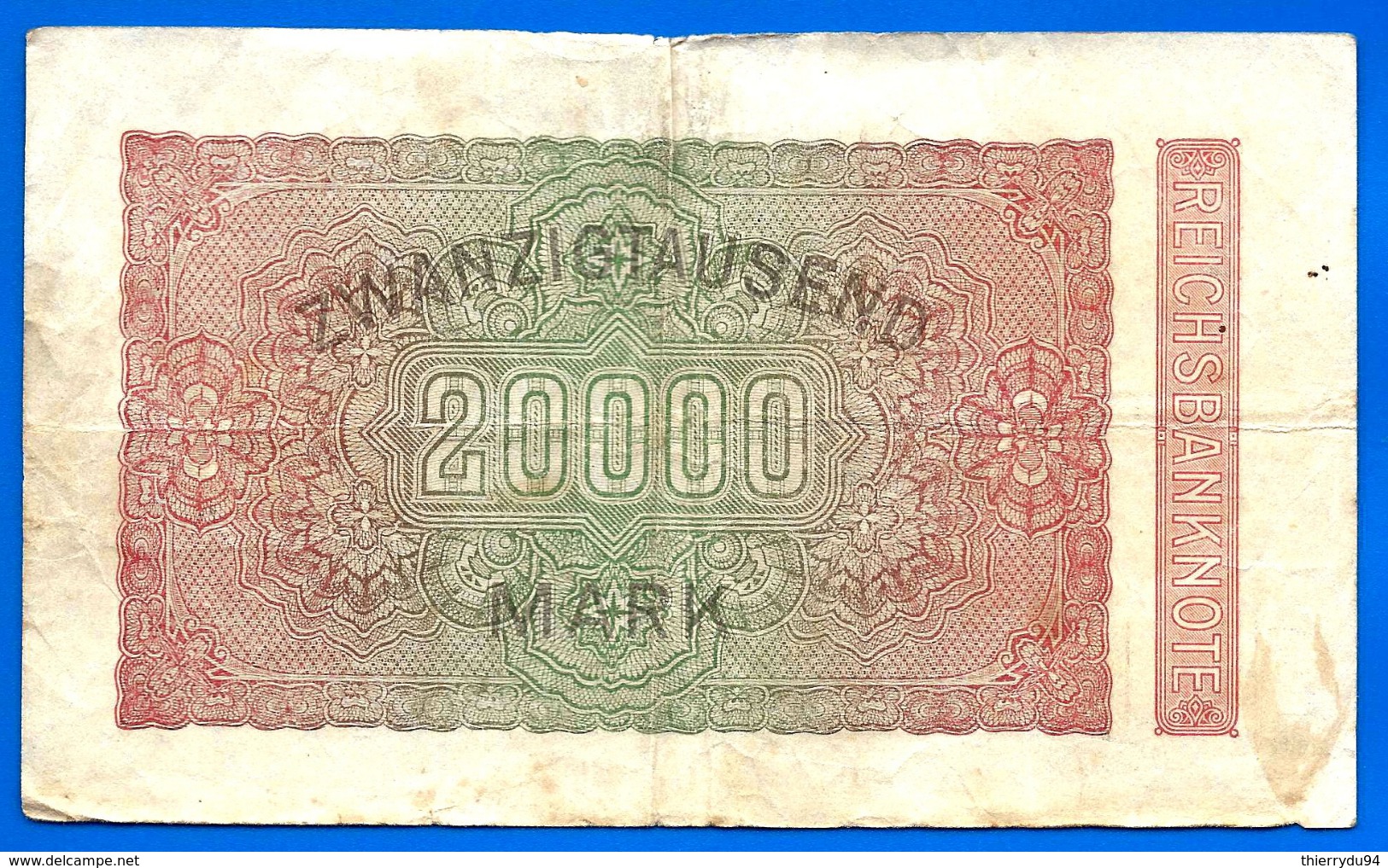 Allemagne 20000 Mark 1923 Reichsbanknote 20 000 Marks Germany Que Prix + Port Marks Paypal Skrill Bitcoin - 20.000 Mark