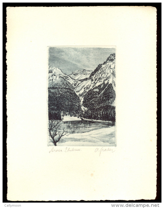 SUISSE - Arosa -Untersee - Belle Litho, Signée. - Litografia