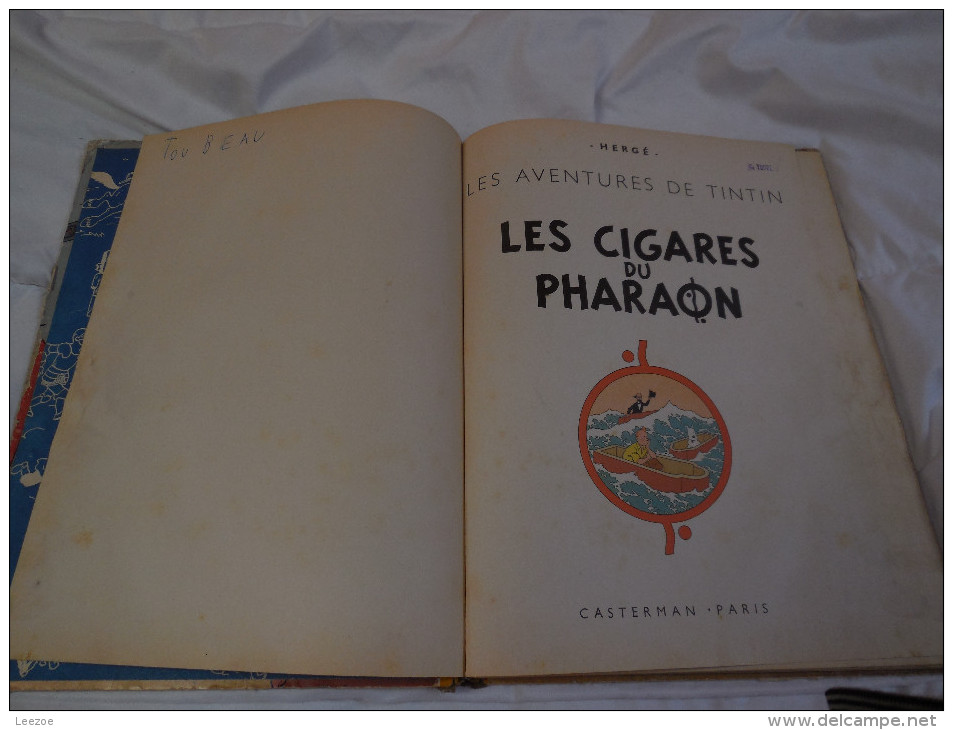 B14 Hergé, TINTIN LES CIGARES DU PHARAONS : Dos Jaune 4° Plat B14 - DL 3e Trim. 1955..idéale Pour Manque Ou Autre - Tintin