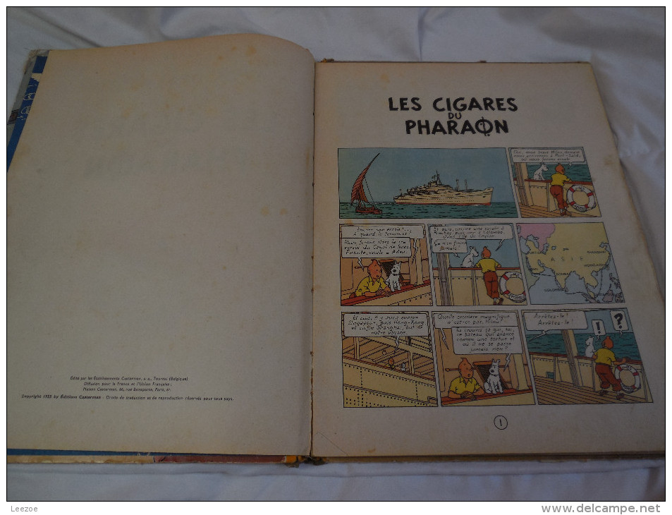 B14 Hergé, TINTIN LES CIGARES DU PHARAONS : Dos Jaune 4° plat B14 - DL 3e trim. 1955..idéale pour manque ou autre