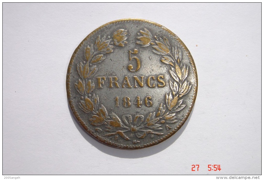 Fausse Pièce De 5F Louis Philippe En Bronze Argenté De 1846 A état TB - Pds 20,5 Grs. - Varietà E Curiosità