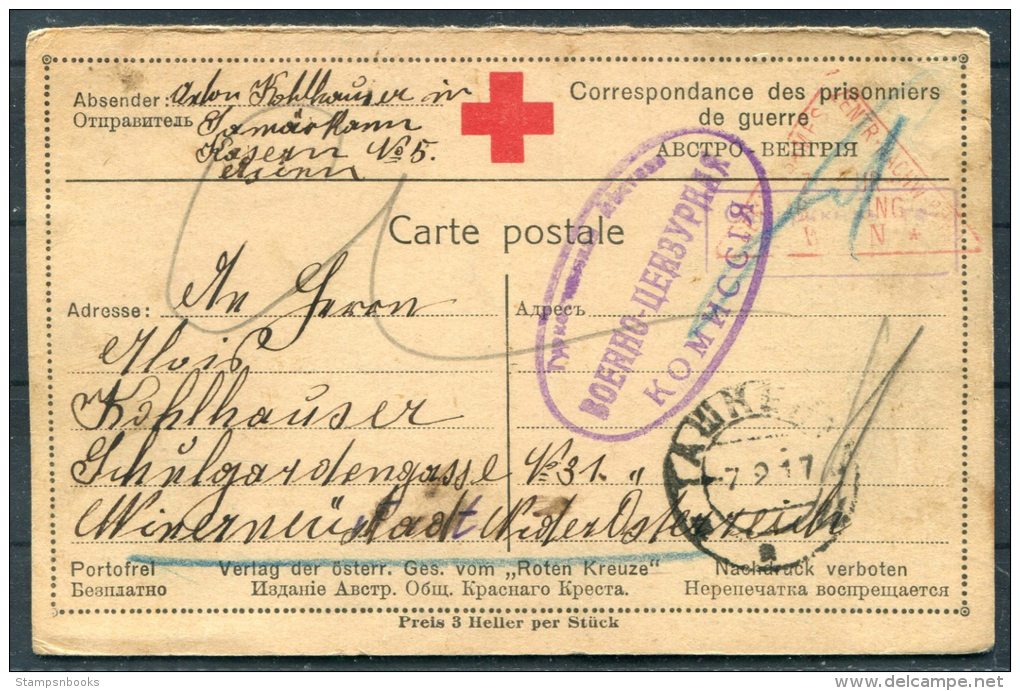 1917 Russia USSR POW Carte Postale Wien Censor Kriegsgefangenen Red Cross - Covers & Documents