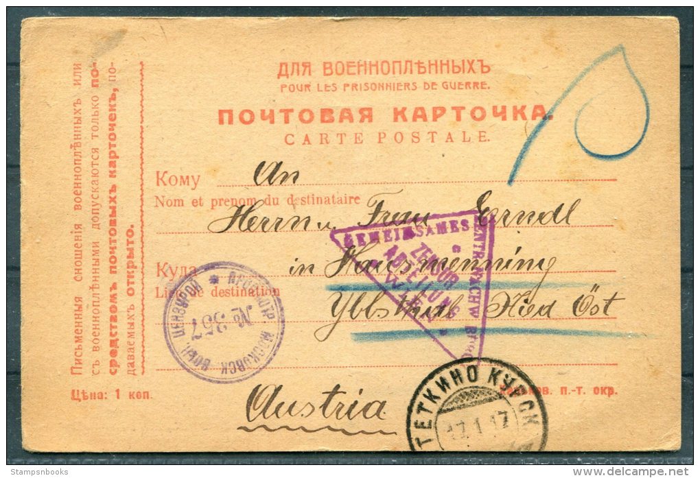 1917 Russia USSR POW Carte Postale Censor Kriegsgefangenen Zensur Wien Austria - Covers & Documents