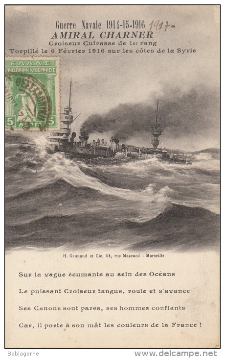 Guerre Navale 1914-15-1916 Amiral Charner Croiseur Cuirassé De 1er Rang - Warships