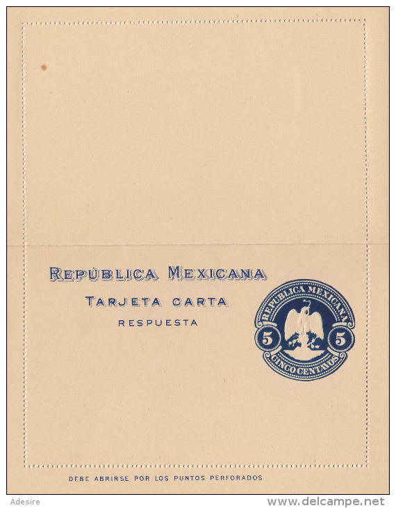 MEXICO 1890? - 5 Centavos Ganzsache ** Auf Kartenbrief Ungelaufen - Mexico