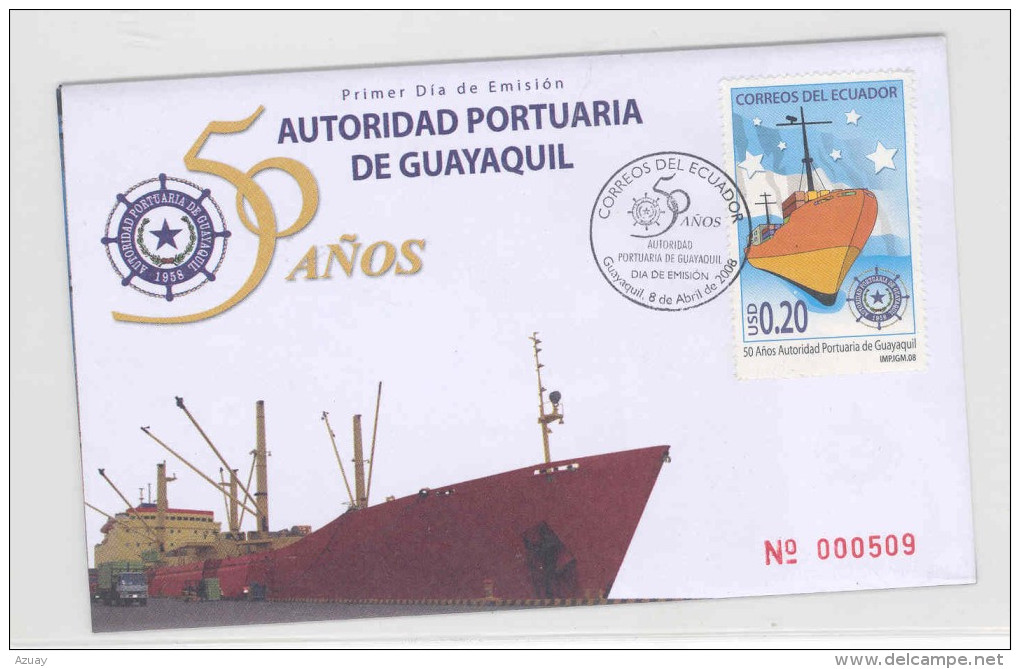 EC - 2008 - ECUADOR   -SCHIFF - SHIP  - FDC - MIT BESCHRIEB - Equateur