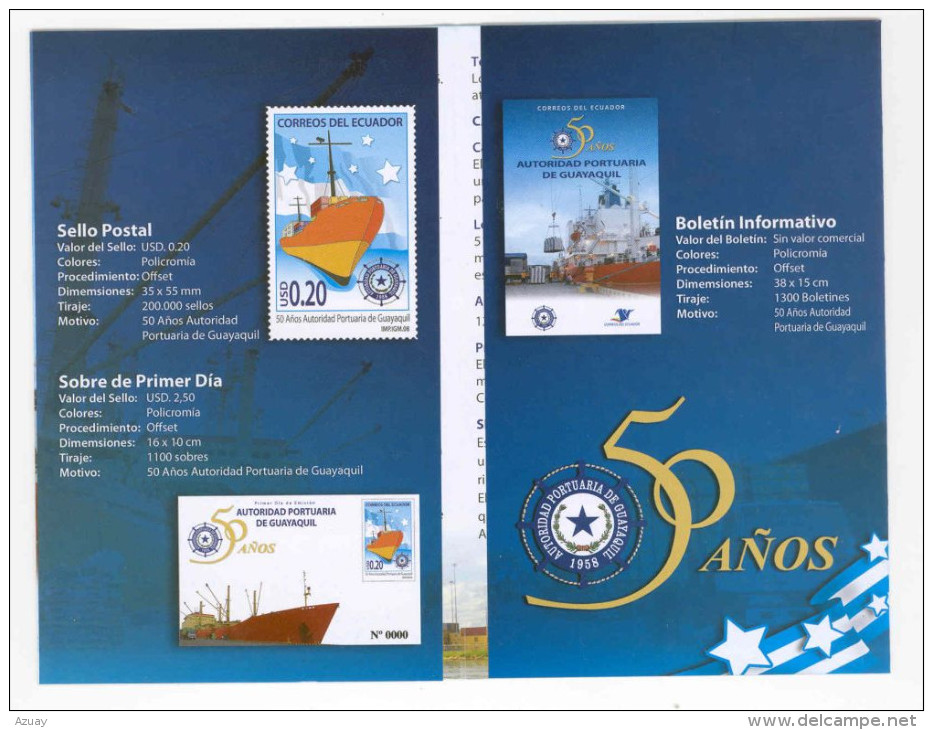 EC - 2008 - ECUADOR   -SCHIFF - SHIP  - FDC - MIT BESCHRIEB - Equateur