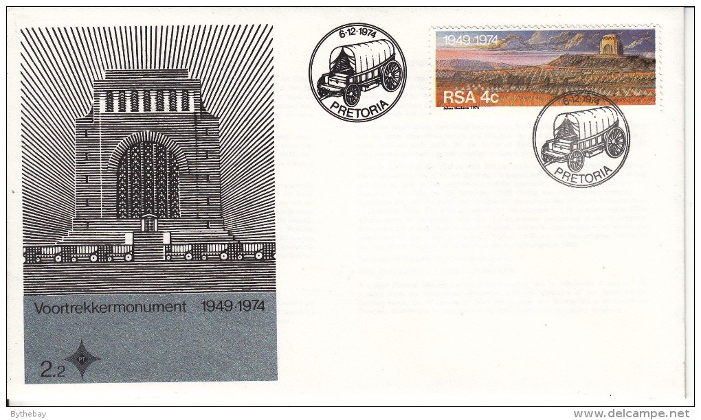 South Africa FDC Scott #438 4c 25th Anniversary Voortrekker Monument - FDC