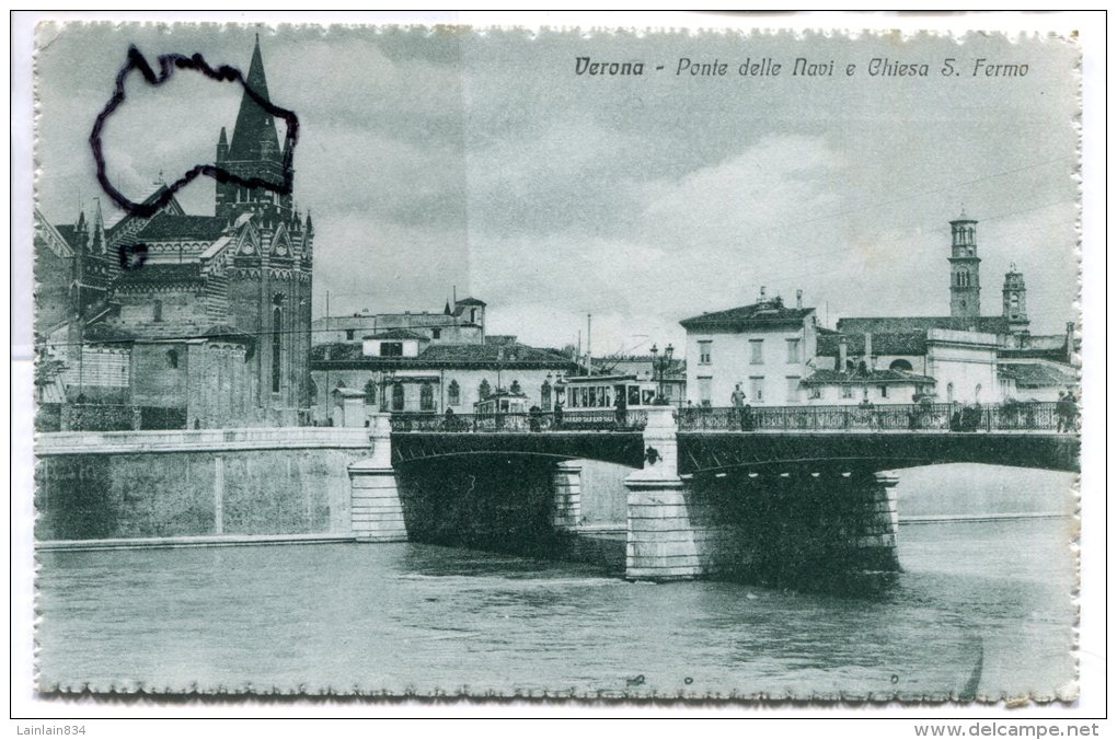 - 10525 - Verona - Ponte Delle Navi E Chiesa S. Fiermo, Tramway, Splendide, Animation, Non écrite, TTBE, Scans. - Verona