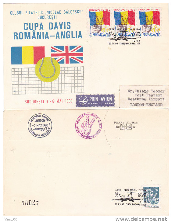 TENNIS. DAVIS CUP.1990 SPECIAL COVER,ROMANIAN REVOLUTION! ROMANIA. - Cartas & Documentos