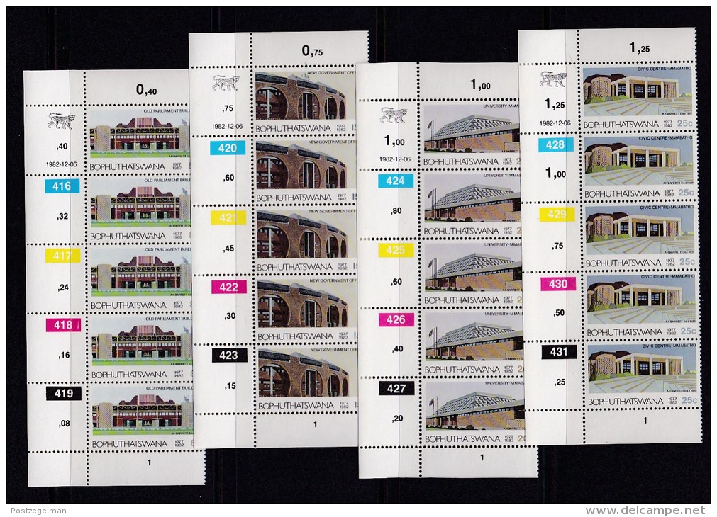 BOPHUTHATSWANA, 1982, MNH Controls Strips Of 5, Independence, M 96-99 - Bophuthatswana