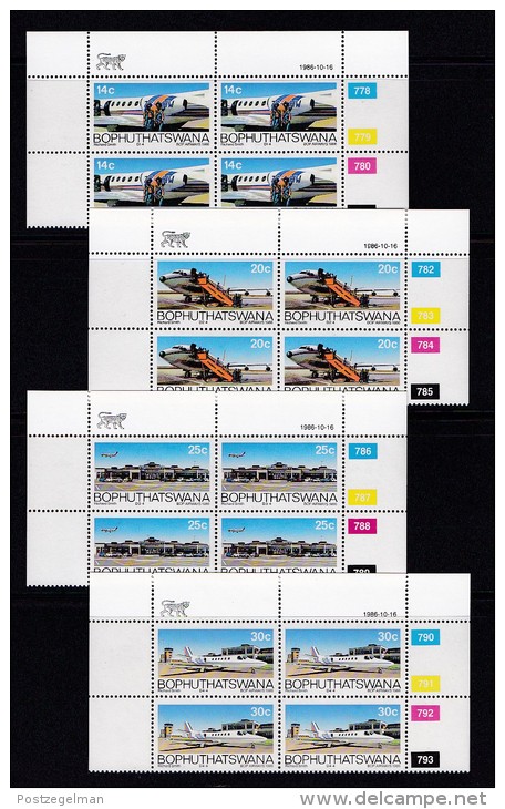 BOPHUTHATSWANA, 1986, MNH Controls Block Of 4, Bop Airways, M 177-180 - Bophuthatswana