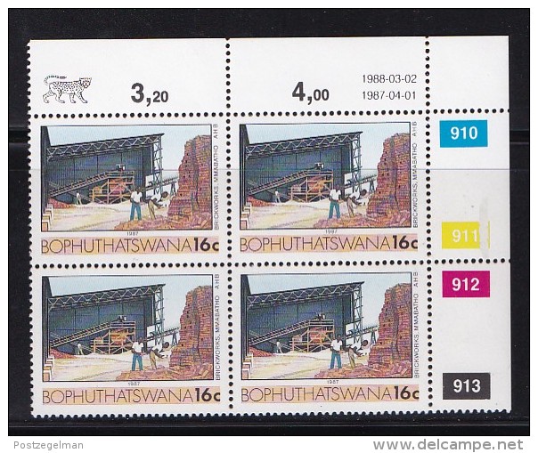 BOPHUTHATSWANA, 1987, MNH Controls Block Of 4, Definitive 16 Cent, M 185 - Bophuthatswana