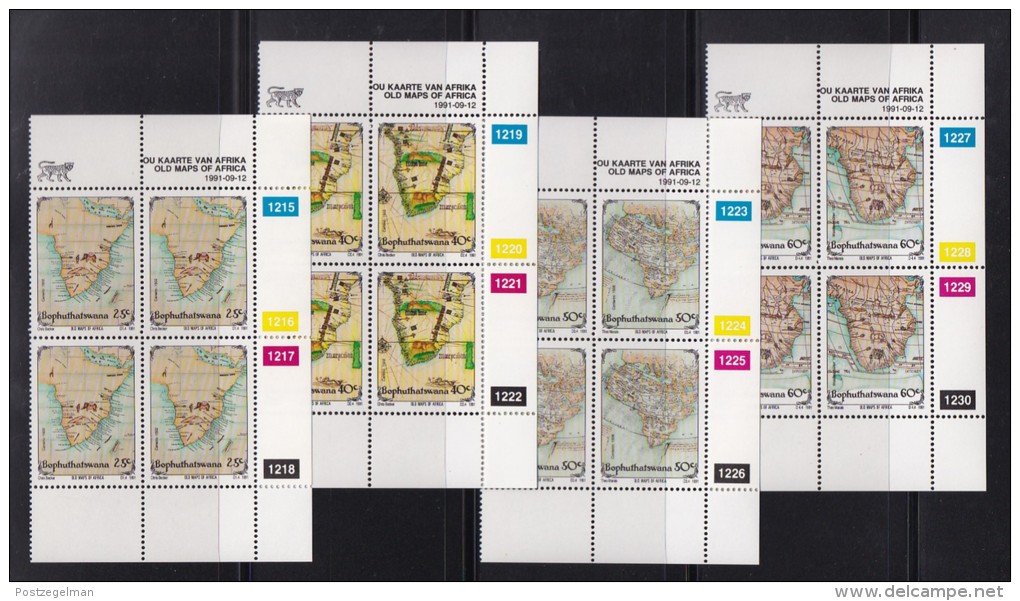 BOPHUTHATSWANA, 1991, MNH Controls Block Of 4, Old Maps, M 269-272 - Bophuthatswana