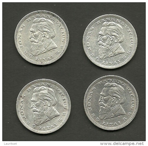 LITHUANIA Litauen 1936 = 4 X Silbermünze Silver Coin - Lituania