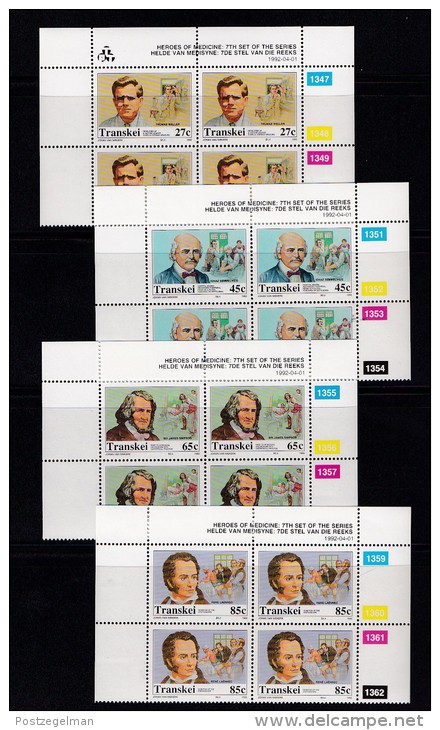 TRANSKEI, 1992, MNH Controls Block Of 4, Heroes Of Medicines,  M 283-286 - Transkei