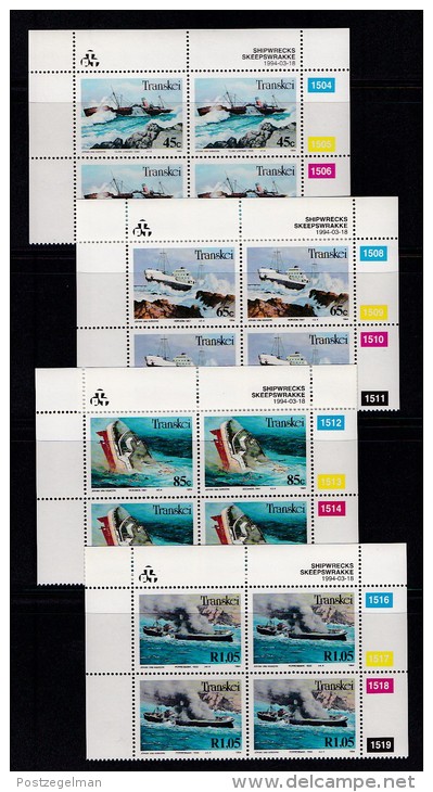 TRANSKEI, 1994, MNH Controls Block Of 4, Shipwrecks,  M 315-318 - Transkei