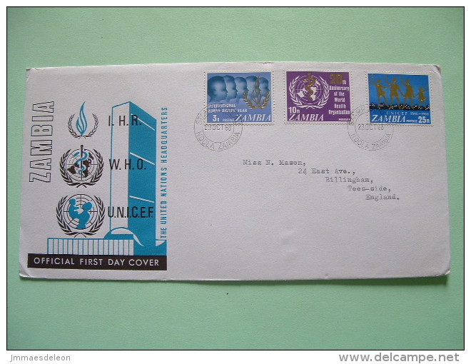 Zambia 1968 FDC Cover To England - Human Rights - UNICEF WHO Children - Zambia (1965-...)