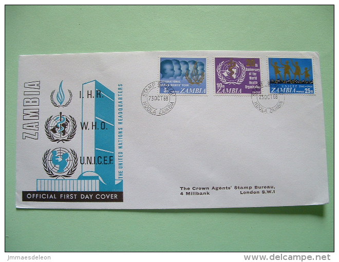 Zambia 1968 FDC Cover To England - Human Rights - UNICEF WHO Children - Zambia (1965-...)