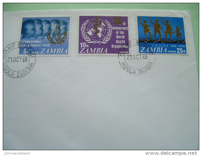 Zambia 1968 FDC Cover To England - Human Rights - UNICEF WHO Children - Zambia (1965-...)