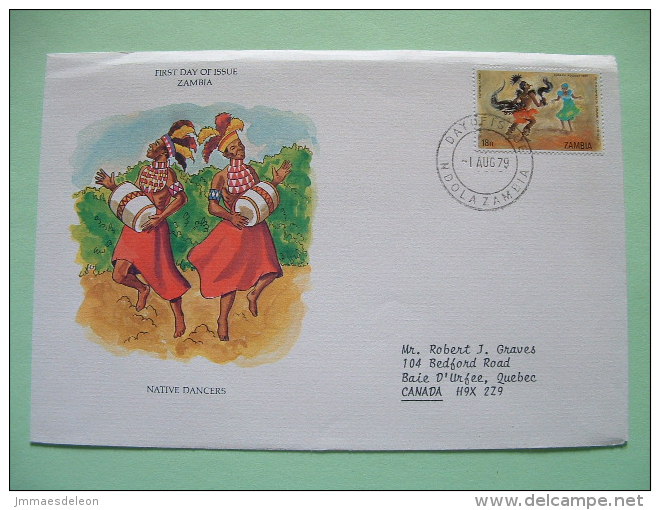 Zambia 1979 FDC Cover To Canada - Dance - Music - Commonwealth Summit Lusaka - Zambia (1965-...)