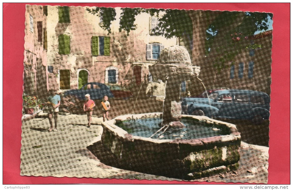 VAR 83 SALERNES LA FONTAINE DE LA REVOLUTION Avec Voiture Ancienne 203 Peugeot LES ANNÉES 60 - Salernes