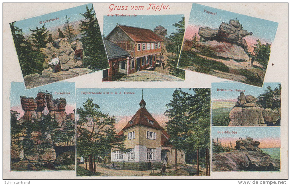 Litho AK Gruss Alte Töpferbaude Töpfer Baude Gasthaus Turm Felsen Bei Oybin Olbersdorf Jonsdorf Zittau Lückendorf Hartau - Hartau