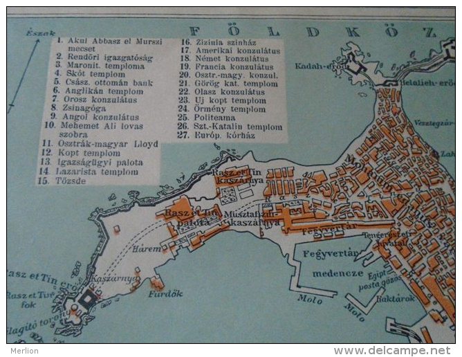 MAP  - Alexandria  -Egypt   -  Ca 1897  Hungarian Map  1897    S0427 - Autres & Non Classés