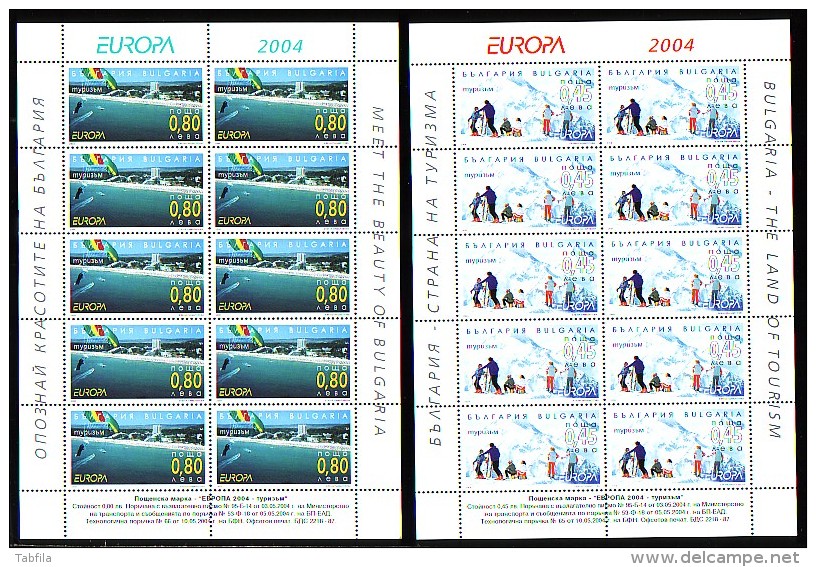 BULGARIA - 2004 - Comp** 39 Tim + 9 Bl + 2 PF (EU) + 2 Carnets - Années Complètes